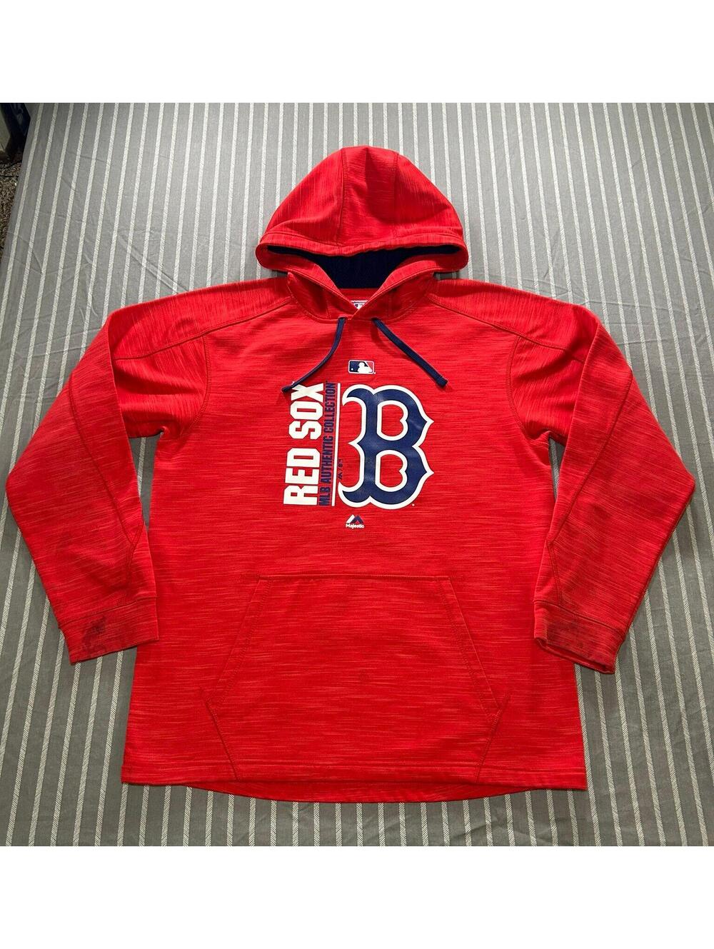 Boston Red Sox Hoodie Mens Medium Red MLB Baseball Majestic Authentic ThermaBase